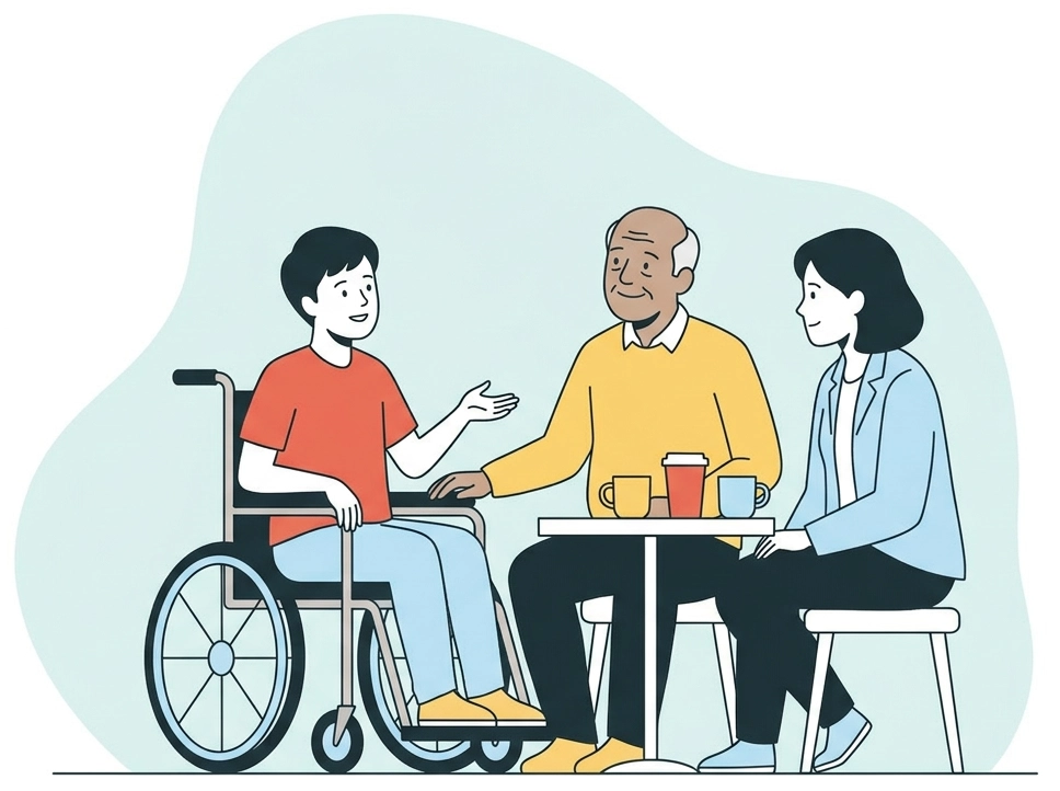 People talking around table